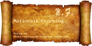 Malincsik Fruzsina névjegykártya